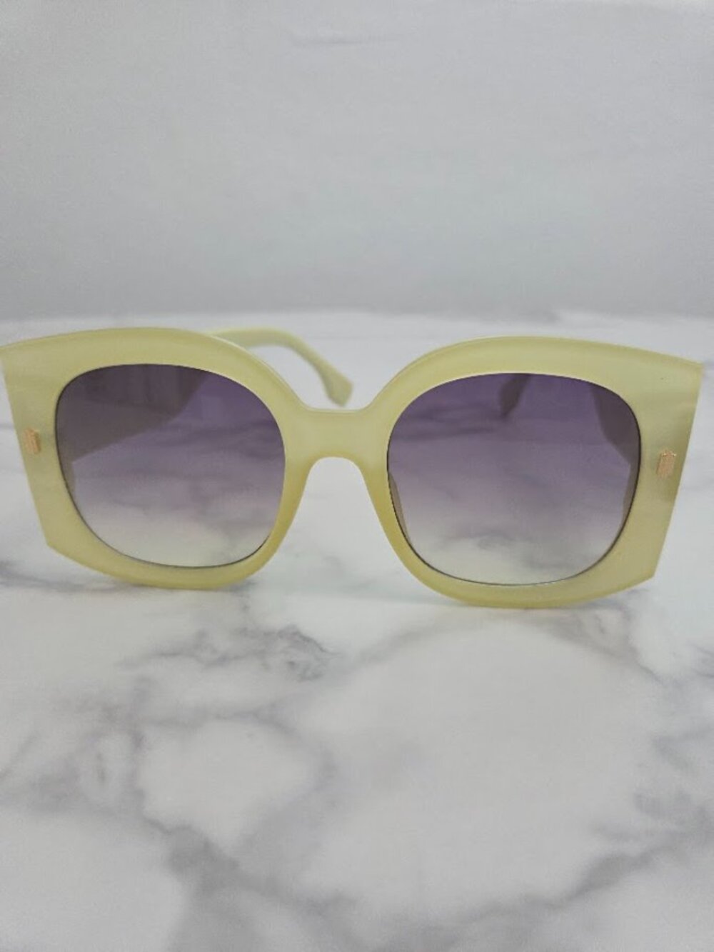 Oversized Square Sunglasses Pastel Lime Green Yellow Frame Gradient Lens - Picture 7 of 13